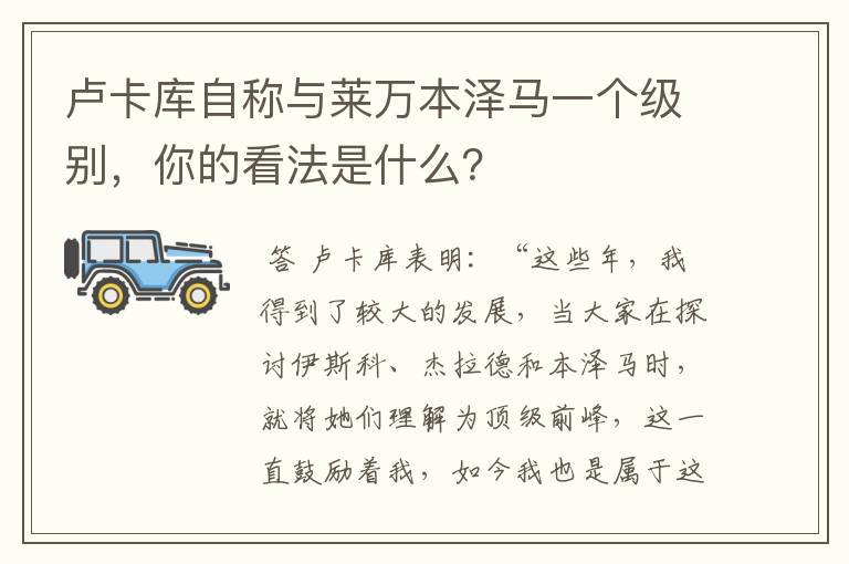卢卡库自称与莱万本泽马一个级别,你的看法是什么?