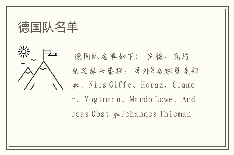 德国队名单