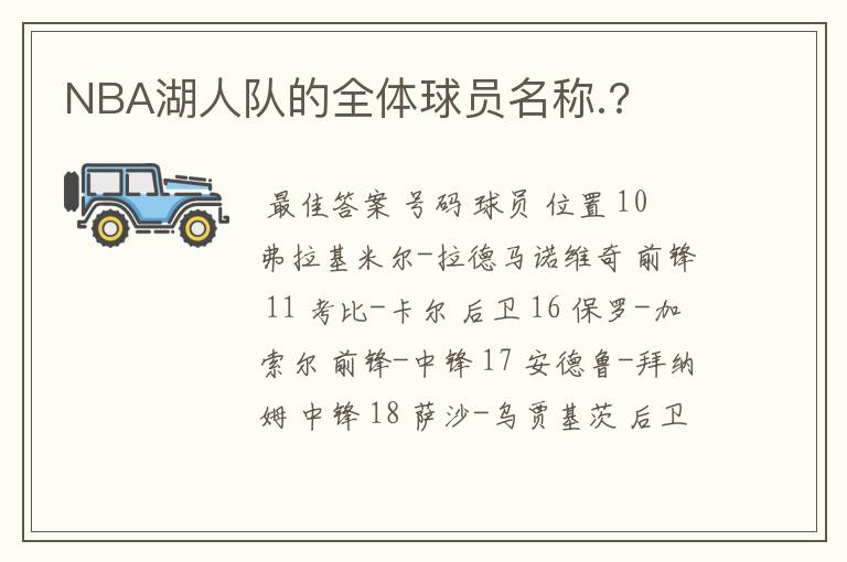 NBA湖人队的全体球员名称.?
