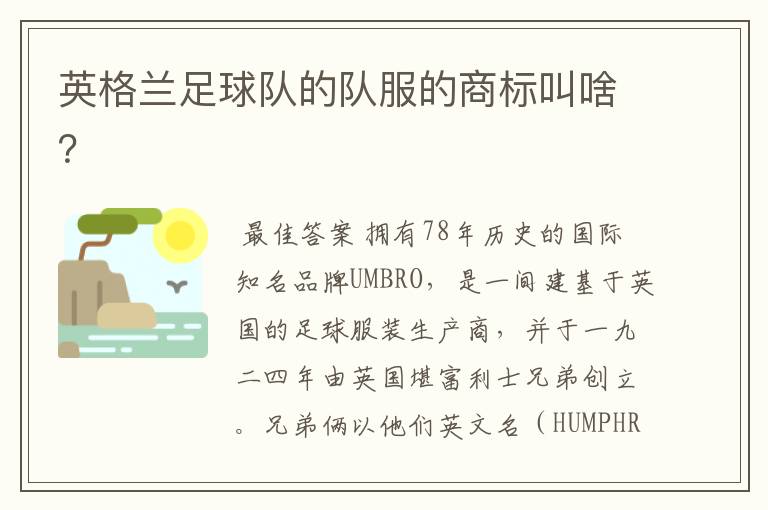 英格兰足球队的队服的商标叫啥?