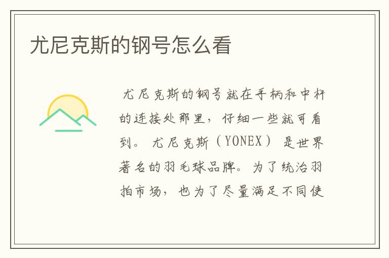 尤尼克斯的钢号怎么看