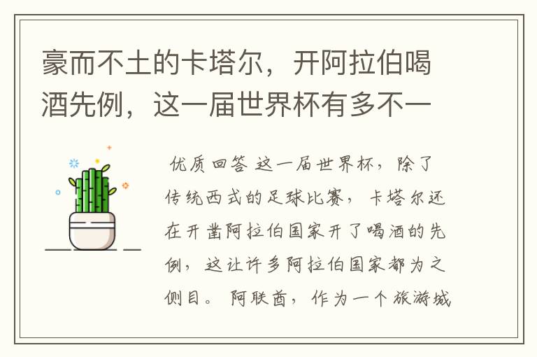 豪而不土的卡塔尔,开阿拉伯喝酒先例,这一届世界杯有多不一般?