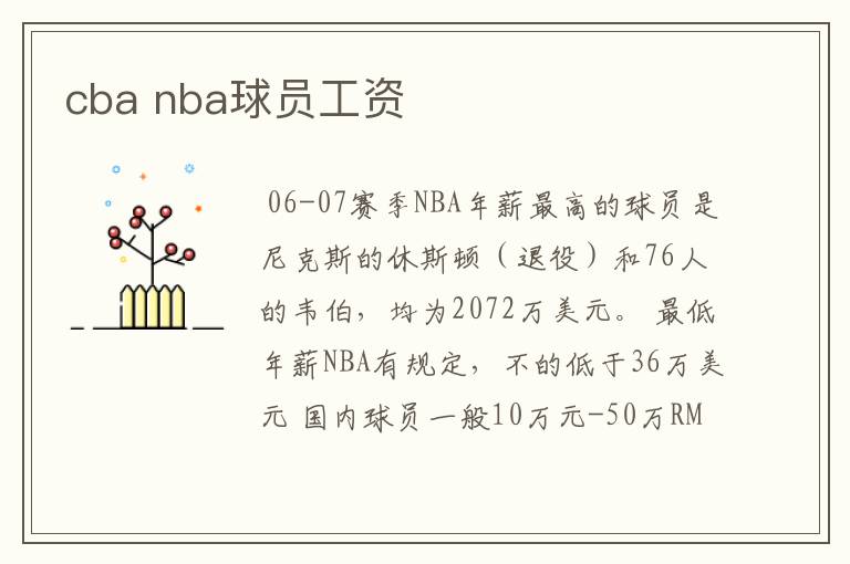 cba nba球员工资