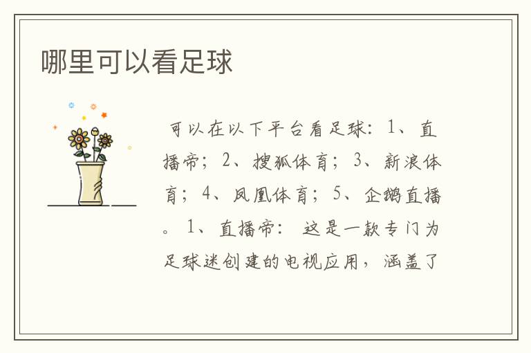 哪里可以看足球