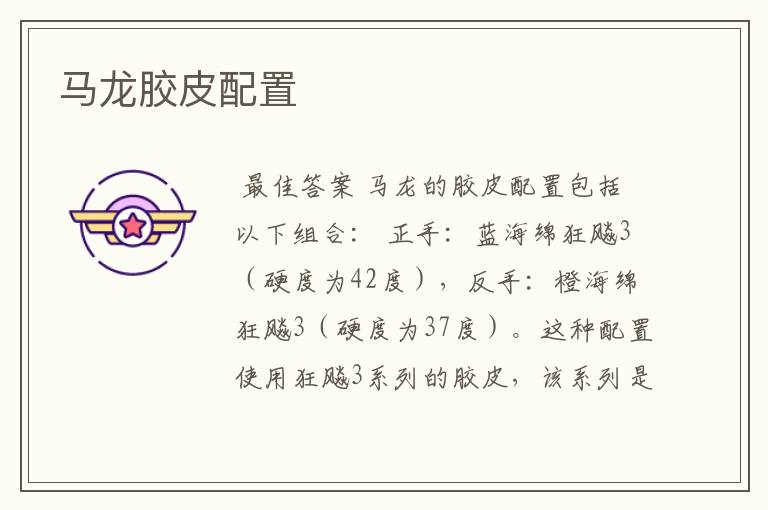 马龙胶皮配置