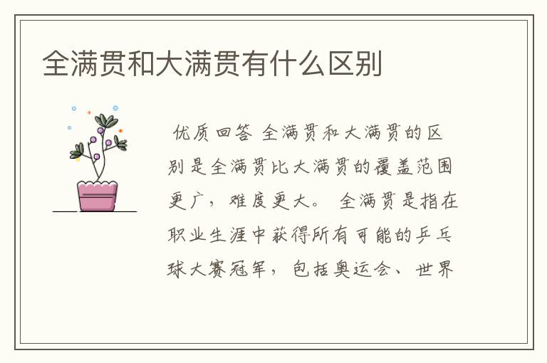全满贯和大满贯有什么区别