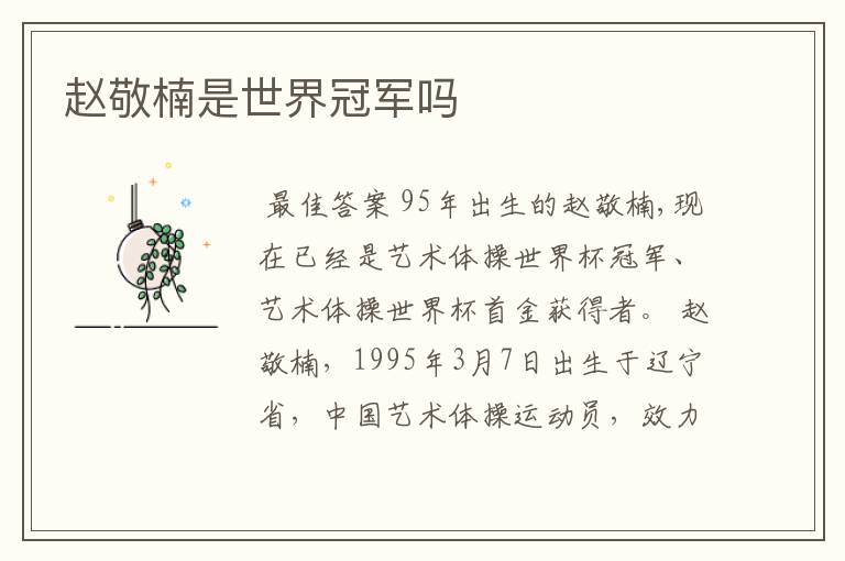 赵敬楠是世界冠军吗