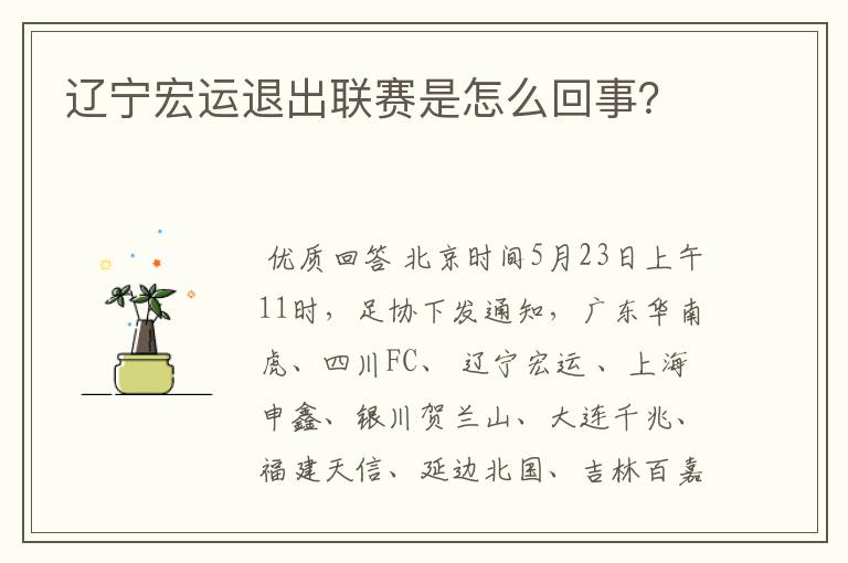 辽宁宏运退出联赛是怎么回事?