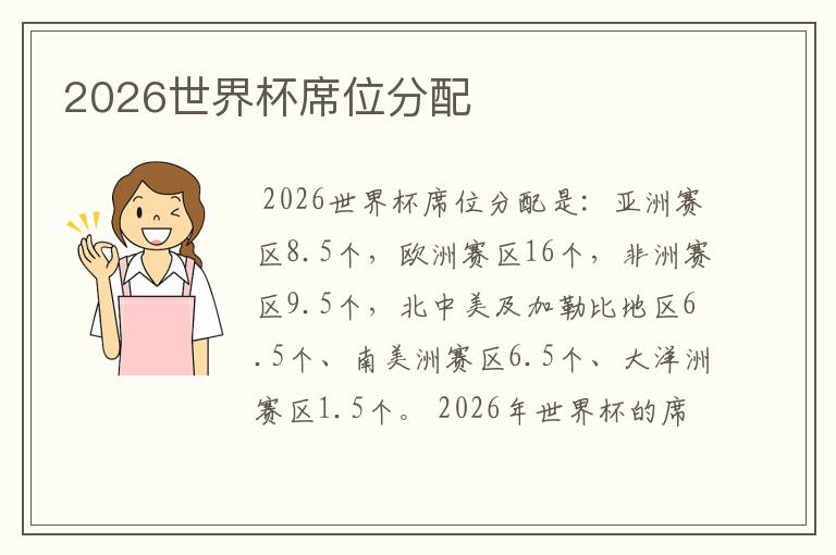 2026世界杯席位分配