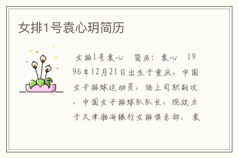 女排1号袁心玥简历