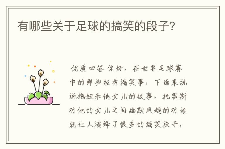 有哪些关于足球的搞笑的段子?