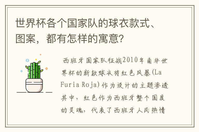 世界杯各个国家队的球衣款式、图案,都有怎样的寓意?