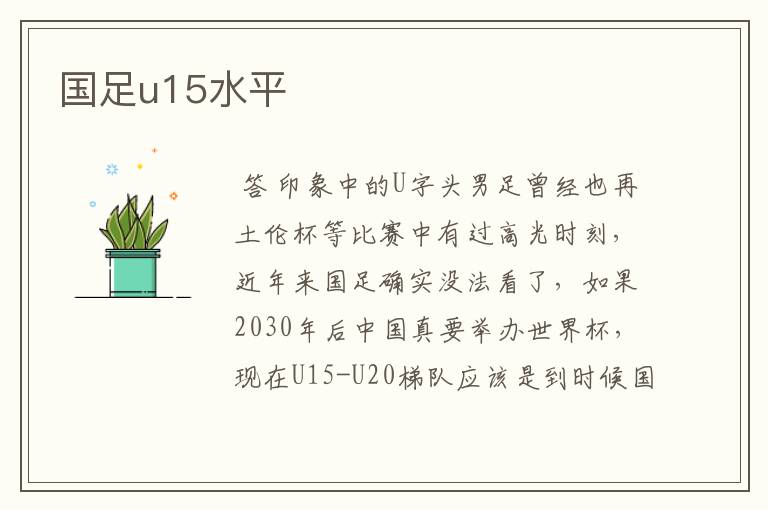 国足u15水平