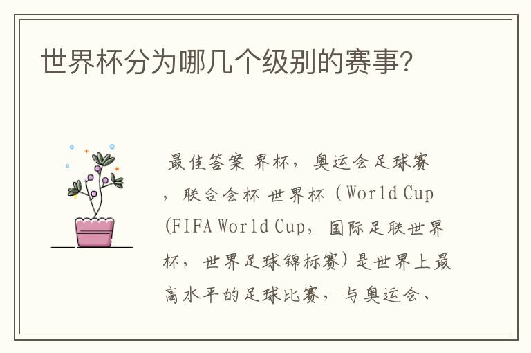 世界杯分为哪几个级别的赛事?
