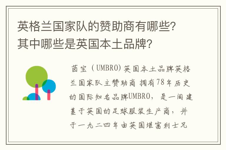 英格兰国家队的赞助商有哪些?其中哪些是英国本土品牌?
