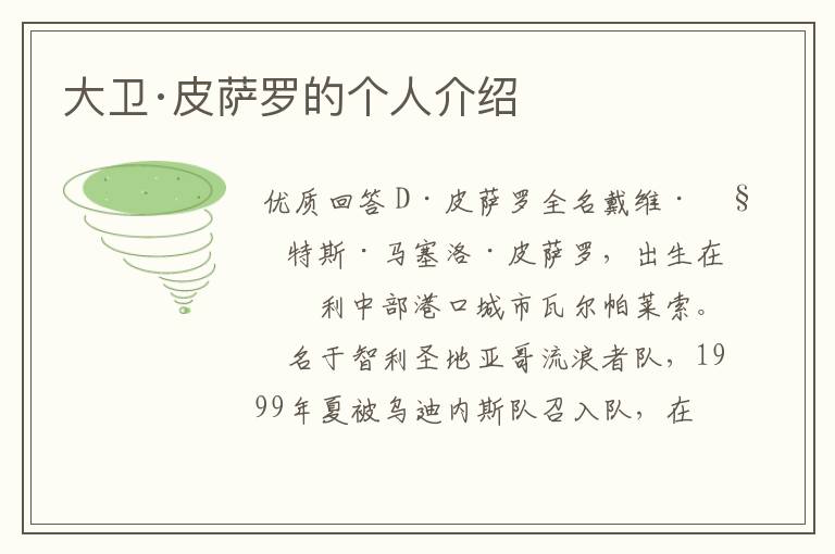 大卫·皮萨罗的个人介绍
