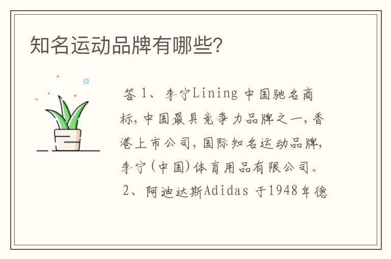 知名运动品牌有哪些?