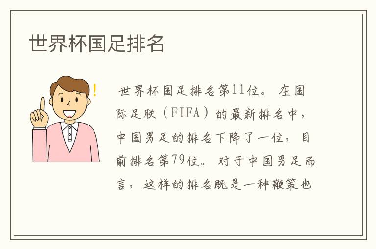 世界杯国足排名