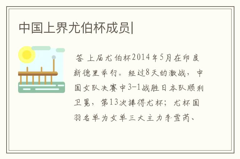 中国上界尤伯杯成员|