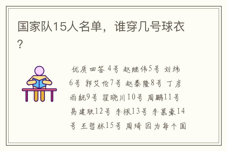国家队15人名单,谁穿几号球衣?