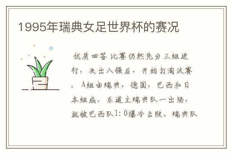 1995年瑞典女足世界杯的赛况