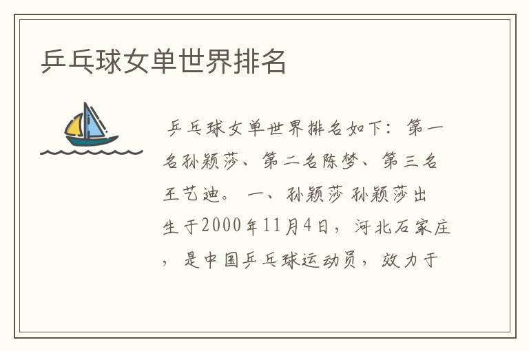 乒乓球女单世界排名