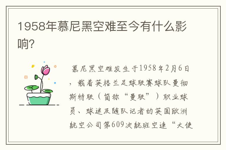 1958年慕尼黑空难至今有什么影响?