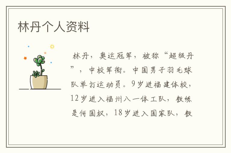 林丹个人资料