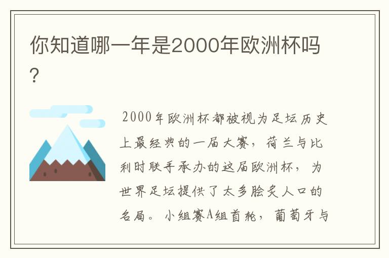你知道哪一年是2000年欧洲杯吗?