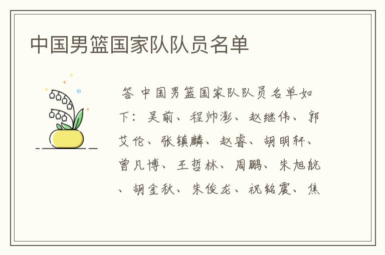 中国男篮国家队队员名单
