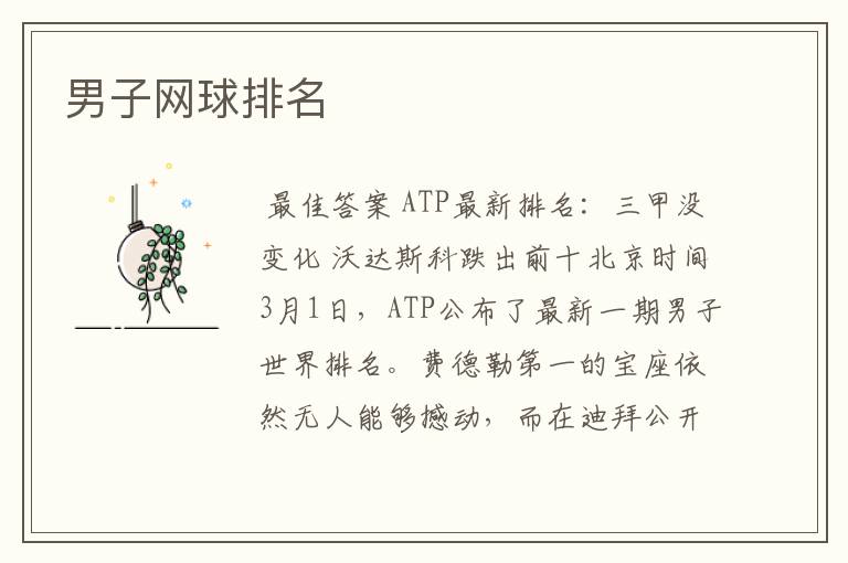 男子网球排名
