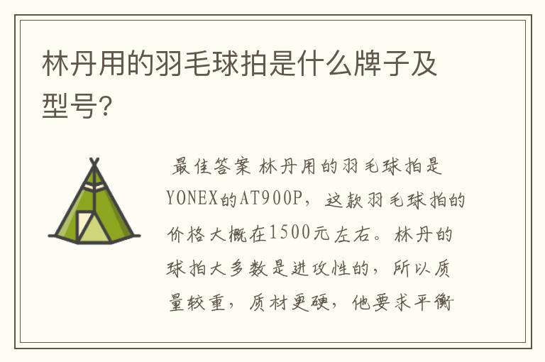 林丹用的羽毛球拍是什么牌子及型号?