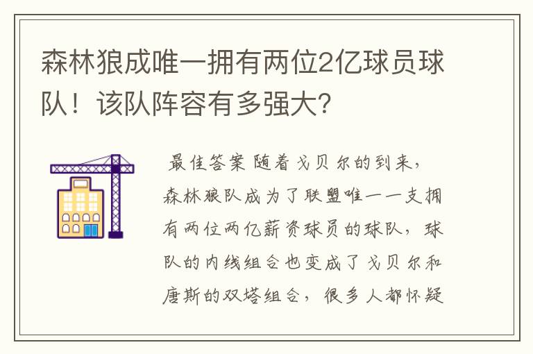 森林狼成唯一拥有两位2亿球员球队！该队阵容有多强大？