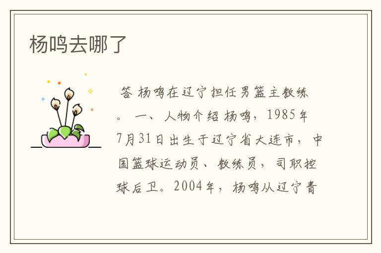 杨鸣去哪了