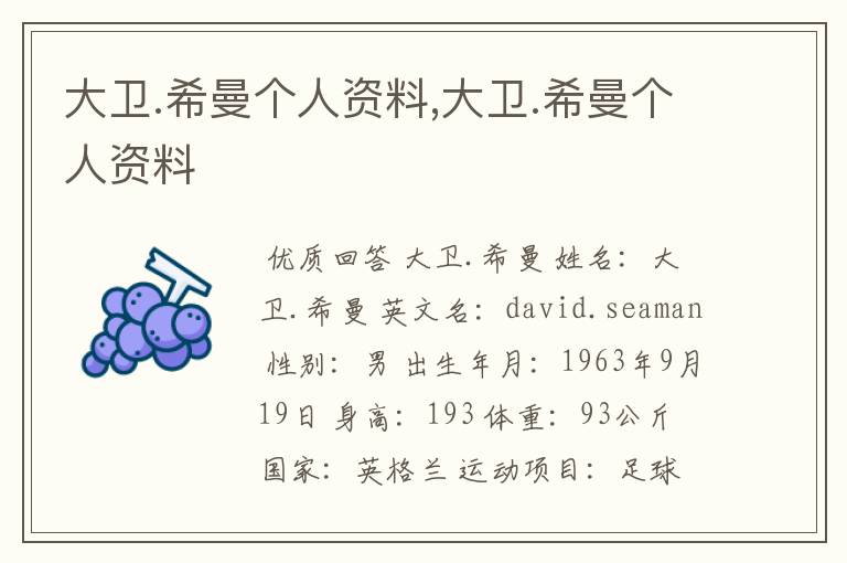 大卫.希曼个人资料,大卫.希曼个人资料