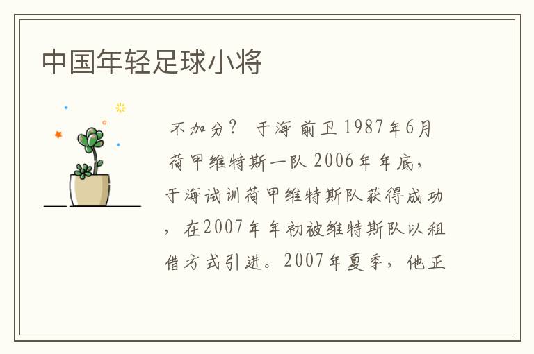 中国年轻足球小将
