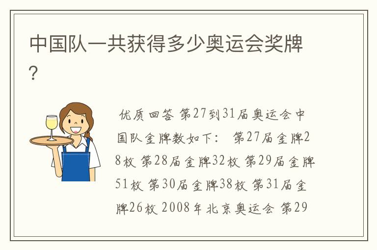 中国队一共获得多少奥运会奖牌?