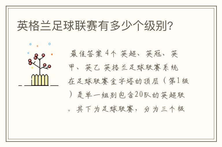 英格兰足球联赛有多少个级别?