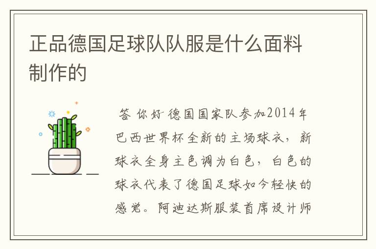 正品德国足球队队服是什么面料制作的