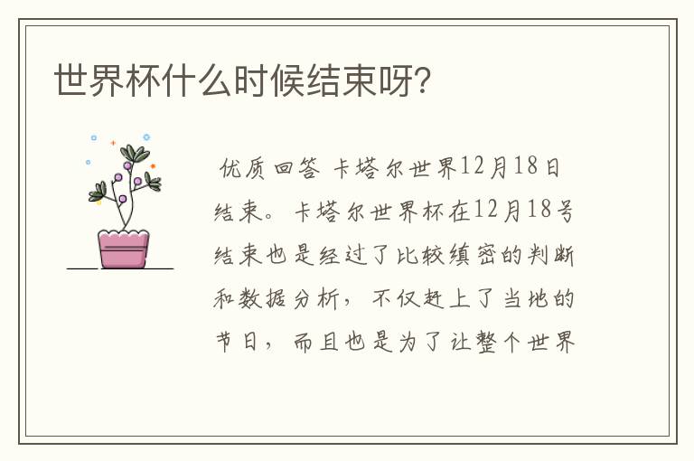 世界杯什么时候结束呀?