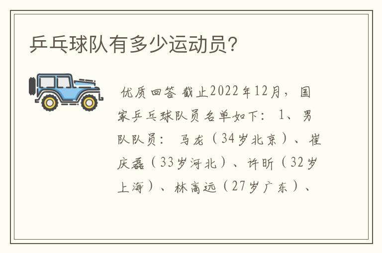 乒乓球队有多少运动员?