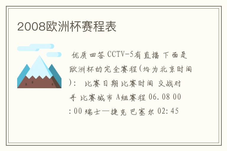 2008欧洲杯赛程表
