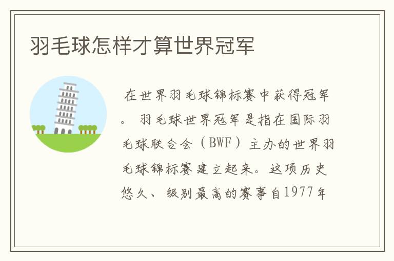 羽毛球怎样才算世界冠军