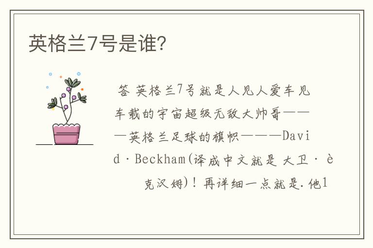 英格兰7号是谁?