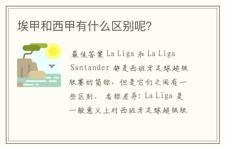 埃甲和西甲有什么区别呢?