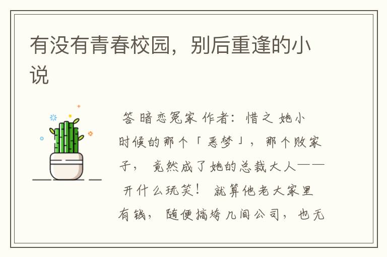 有没有青春校园,别后重逢的小说