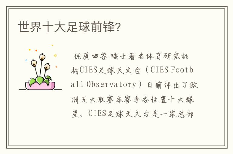 世界十大足球前锋?
