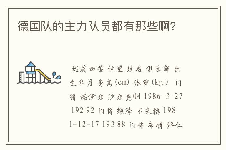 德国队的主力队员都有那些啊?