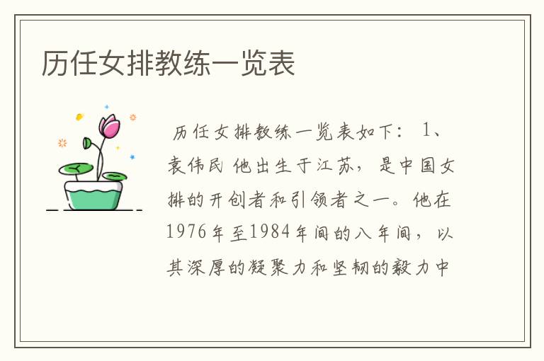 历任女排教练一览表