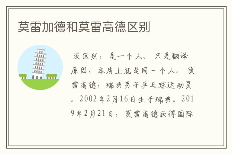 莫雷加德和莫雷高德区别